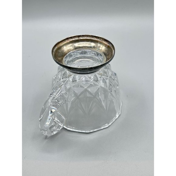 Val St Lambert Cut Crystal Creamer Silver Plate Made in Italy Crystal " Nicole" - Picture 6 of 12